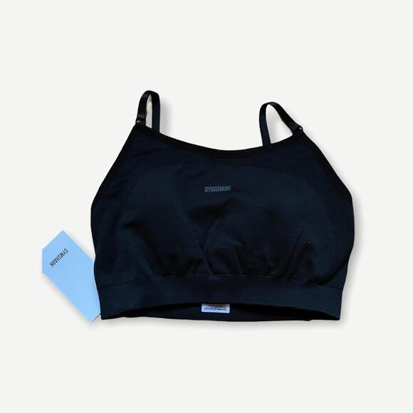 *GYMSHARK FLEX STRAPPY SPORTS BRA* (BLACK/SMALL)-BRAND NEW WITH TAGS - Picture 1 of 3
